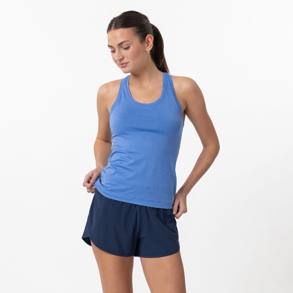 NWOT Rhoback Womens L HIIT Tech Tank Top Bunker Blue Lavender Golf Tennis Preppy